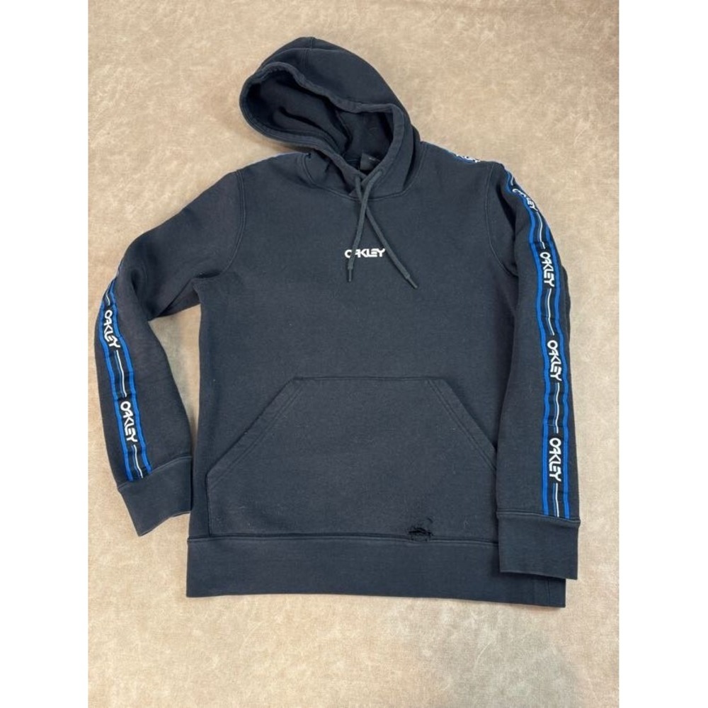 Oakley Mens Custom‎ Fit Spell Out Center Logo Pullover Black Hoodie Medium